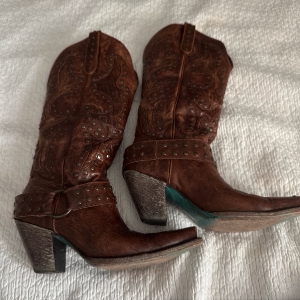 Lane Brown Studded Heeled Boots